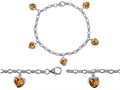 Original Star K™ High End Tennis Charm Bracelet With 5pcs 7mm Heart Shape Genuine Citrine