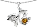 Original Star K™ New Baby Stork Mother Pendant with Heart Genuine Citrine