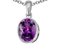 Tommaso Design™ 9x7mm Oval Checker Board Cut Genuine Amethyst Pendant