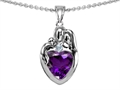 Original Star K™ Loving Mother And Father With Child Family Pendant With Heart Shape 8mm Simulated Amethyst