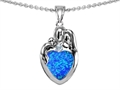 Original Star K™ Loving Mother And Father With Child Family Pendant With Heart Shape 8mm Created Blue Opal
