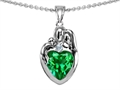 Original Star K™ Loving Mother And Father With Child Family Pendant With Heart Shape 8mm Simulated Emerald