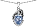 Original Star K™ Loving Mother And Father With Child Family Pendant With Heart Shape 8mm Simulated Aquamarine