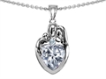 Original Star K™ Loving Mother And Father With Child Family Pendant With Heart Shape 8mm Genuine White Topaz