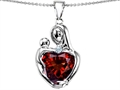 Original Star K™ Large Loving Mother With Child Pendant With 12mm Heart Shape Simulated Garnet