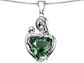 Original Star K™ Large Loving Mother With Child Pendant With 12mm Heart Shape Simulated Green Tourmaline