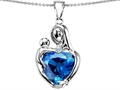 Original Star K™ Large Loving Mother With Child Pendant With 12mm Heart Shape Simulated Blue Topaz