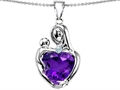 Original Star K™ Large Loving Mother With Child Pendant With 12mm Heart Shape Simulated Amethyst
