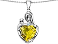 Original Star K™ Large Loving Mother With Child Pendant With 12mm Heart Shape Simulated Yellow Sapphire
