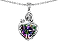 Original Star K™ Loving Mother With Child Hugging Pendant With Heart Shape 8mm Rainbow Mystic Topaz