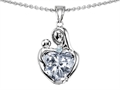 Original Star K™ Loving Mother With Child Hugging Pendant With Heart Shape 8mm Genuien White Topaz