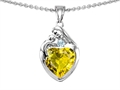 Original Star K™ Loving Mother With Child Family Pendant With 8mm Heart Shape Simulated Yellow Sapphire