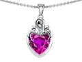 Original Star K™ Loving Mother with Twins Children Pendant With 8mm Heart Simulated Pink Tourmaline