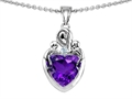 Original Star K™ Loving Mother with Twins Children Pendant With 8mm Heart Simulated Amethyst