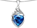 Original Star K™ Large Loving Mother With Child Family Pendant With 12mm Heart Simulated Blue Topaz