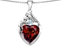 Original Star K™ Large Loving Mother With Child Family Pendant With 12mm Heart Simulated Garnet