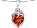 Original Star K™ Large Loving Mother With Child Family Pendant With 12mm Heart Simulated Orange Mexican Fire Opal