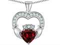 Celtic Love by Kelly™ Hands Holding 8mm Crown Heart Claddagh Pendant with Simulated Garnet