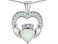Celtic Love by Kelly™ Hands Holding 8mm Crown Heart Claddagh Pendant with Created Opal
