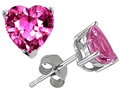 Original Star K™ 7mm Heart Shape Simulated Pink Tourmaline Earring Studs