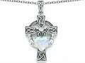 Celtic Love by Kelly™ Claddagh Cross pendant with 7mm Heart Shape Created Opal