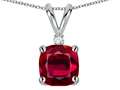 Tommaso Design™ Cushion Cut Created Ruby and Diamond Pendant