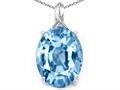 Tommaso Design™ Oval Simulated Aquamarine and Diamond Pendant