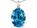 Tommaso Design™ Oval Genuine Blue Topaz and Diamond Pendant