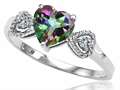 Tommaso Design™ Rainbow Mystic Topaz and Diamond Heart Shape Engagement Promise Ring