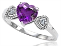 Tommaso Design™ Genuine Amethyst and Diamond Heart Shape Engagement Promise Ring