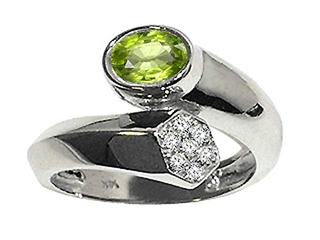 Genuine Peridot and Diamond Ring peridot diamond ring