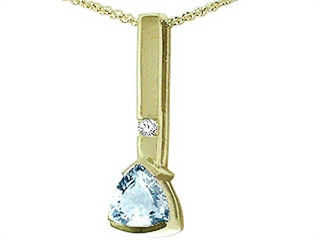 Tommaso Design(tm) Trillion 7mm Genuine Aquamarine and Diamond Pendant