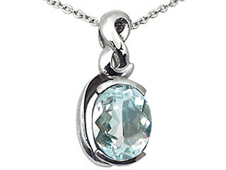 Tommaso Design(tm) Oval 9x7mm Genuine Aquamarine Pendant