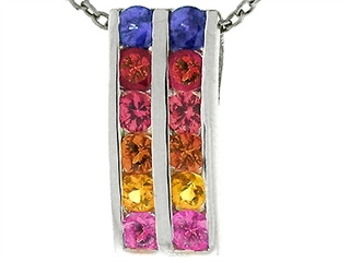 Tommaso Design(tm) .75 inch long Rainbow Sapphire Pendant with 12 Genuine Multi Color Sapphires