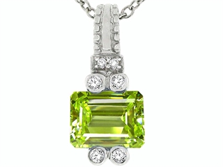 14k Gold Genuine Emerald Cut Peridot Pendant peridot pendant
