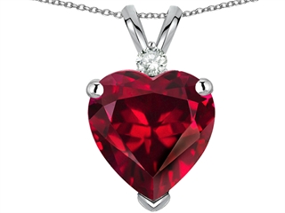 EZ Tommaso Design(tm) 8mm Heart Shape Created Ruby and Genuine Diamond Heart Pendant