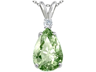 Tommaso Design(tm) Genuine Green Amethyst and Diamond Pendant