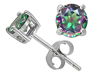 Tommaso Design(tm) 6mm Round Rainbow Mystic Topaz Earring Studs