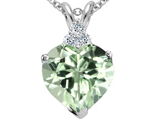 Tommaso Design(tm) 8mm Heart Shape Genuine Green Amethyst Pendant