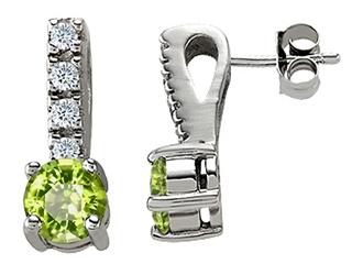 14K White Gold Plated 925 Sterling Silver Genuine Peridot Earrings peridot earrings