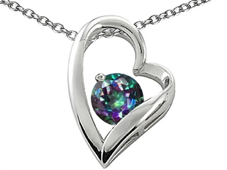 Original Star K(tm) 7mm Round Mystic Rainbow Topaz Heart Pendant
