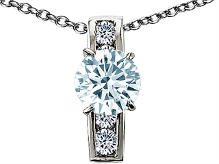 Original Star K(tm) 925 Genuine Round Aquamarine Pendant