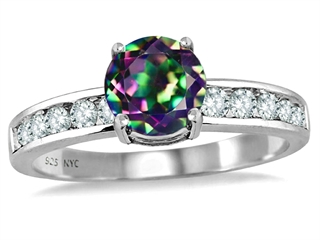 Original Star K(tm) Round 7mm Rainbow Mystic Topaz Engagement Ring