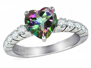 Original Star K(tm) 8mm Heart Shape Rainbow Mystic Topaz Engagement Ring