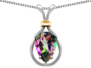 Original Star K(tm) Pear Shape 11x8mm Mystic Rainbow Topaz Pendant