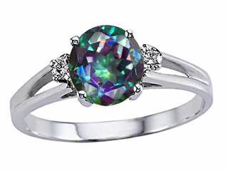 Tommaso Design(tm) Rainbow Mystic Topaz and Diamond Ring