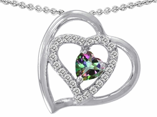 Original Star K(tm) 6mm Heart Shape Rainbow Mystic Topaz Pendant