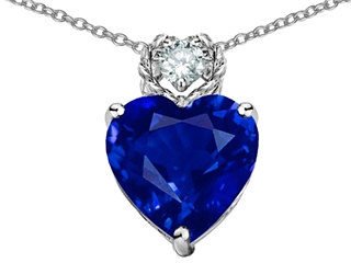 EZ Original Star K(tm) 8mm Heart Shape Created Blue Sapphire Pendant