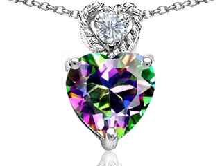 Original Star K(tm) 8mm Heart Shape Rainbow Mystic Topaz Pendant