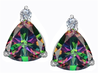 Original Star K(tm) 7mm Trillion Cut Rainbow Mystic Topaz Earring Studs